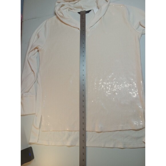 Colleen Lopez Mixed Media Sequin Front Hoodie, Medium - Picture 7 of 11